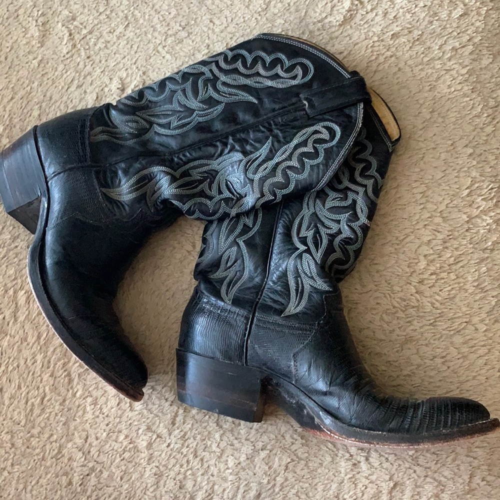 Justin black cowboy boots, men’s  7, women’s 8 1/2